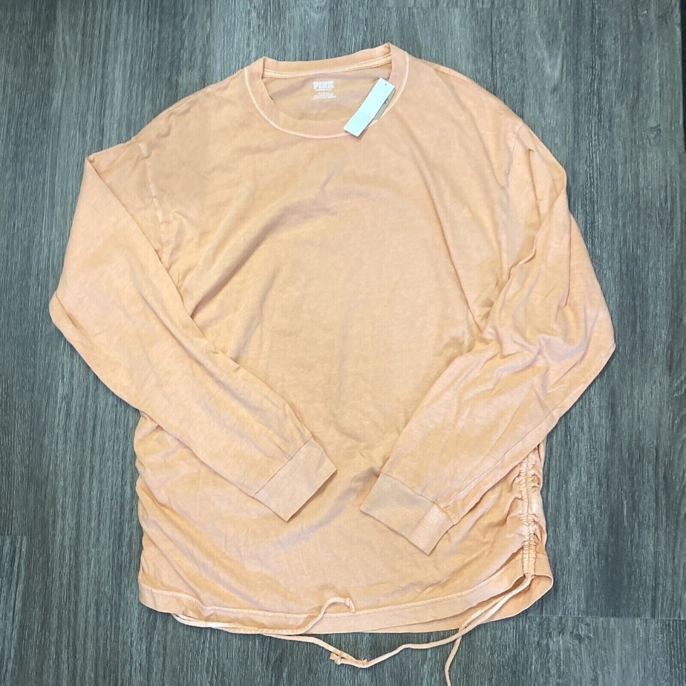 Victoria’s Secret PINK Campus Long Sleeve Solid Ruched Women's Top Orange Size M